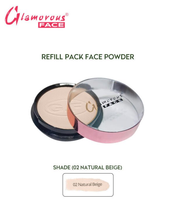 Glamorous Face Oil Free Refill Pack Face Powder - Shade 02 Natural Beige