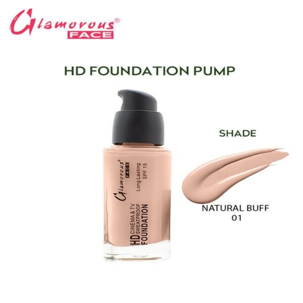 Glamorous Face HD Liquid Sweat Proof Foundation - Shade 01 Natural Buff