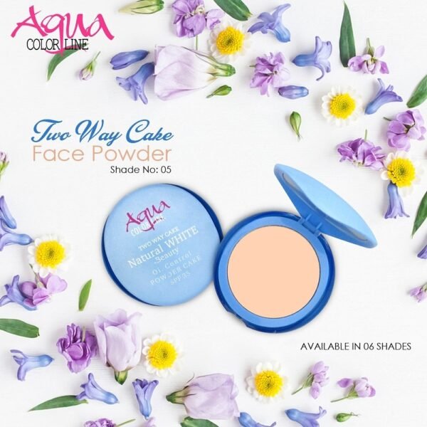 Aqua Color Line Natural Two Way Cake Face Powder (Blue )- Shade No 05