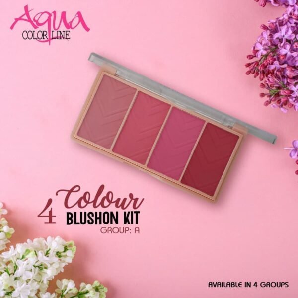 Aqua Color Line 4 Color BAqua Color Line 4 Color Bloom Blush ON Glow, Highlighter & Contouring Kit - Group A