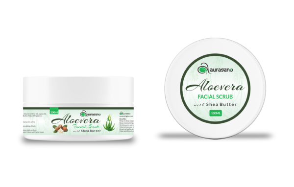 Auragano Aloe Vera Facial Scrub (with Shea Butter)- 100ml - Image 3