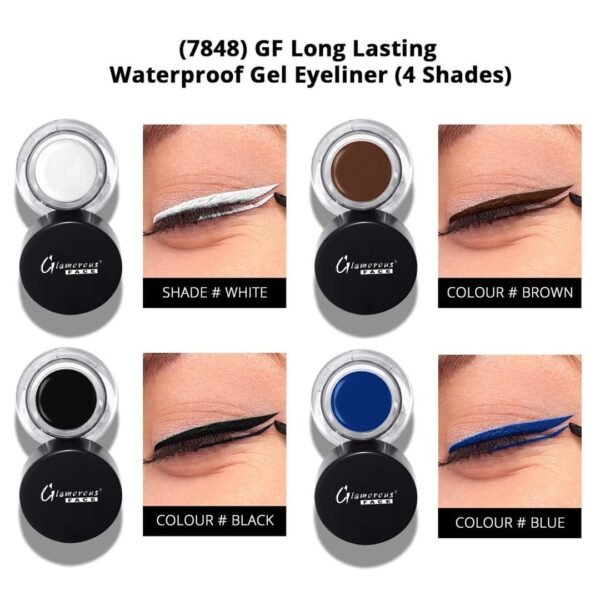 Glamorous Face Waterproof Gel Eyeliner + Liner Brush -- 4 Beautiful Shades - Image 2