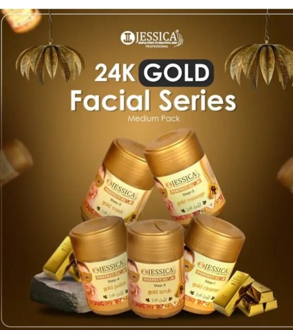 Jessica 24K Gold Whitening Facial Kit 5 Step - 250gm - Image 2